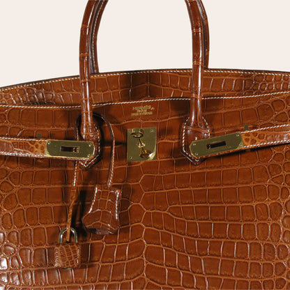 Hermes Birkin 35 Bag Matte Fauve Porosus Crocodile with Gold Hardware