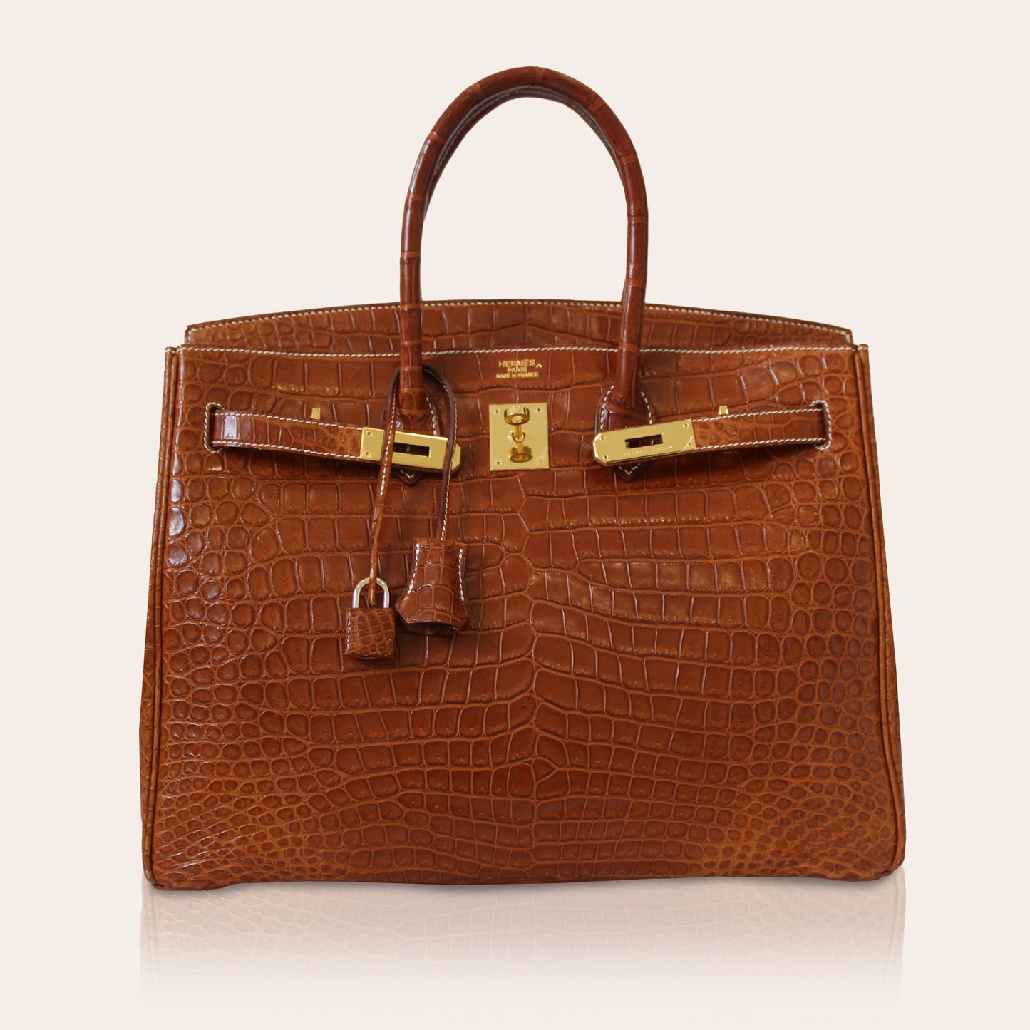 Hermes Birkin 35 Bag Matte Fauve Porosus Crocodile with Gold Hardware