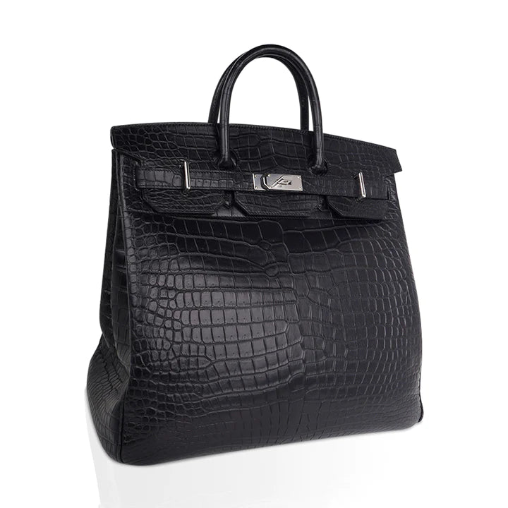 Birkin 40 HAC Black Matte Porosus Crocodile Bag