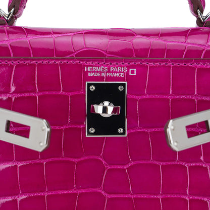 Mini Kelly 20 Sellier Rose Scheherazade Alligator Bag