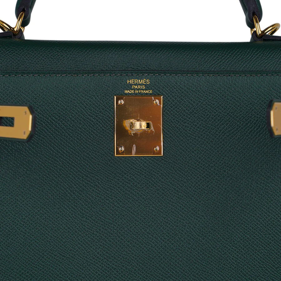 Kelly Sellier 28 Vert Anglais Epsom Leather Bag