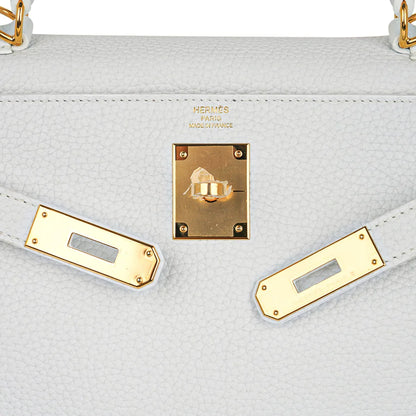 Kelly 28 White Clemence Leather Bag