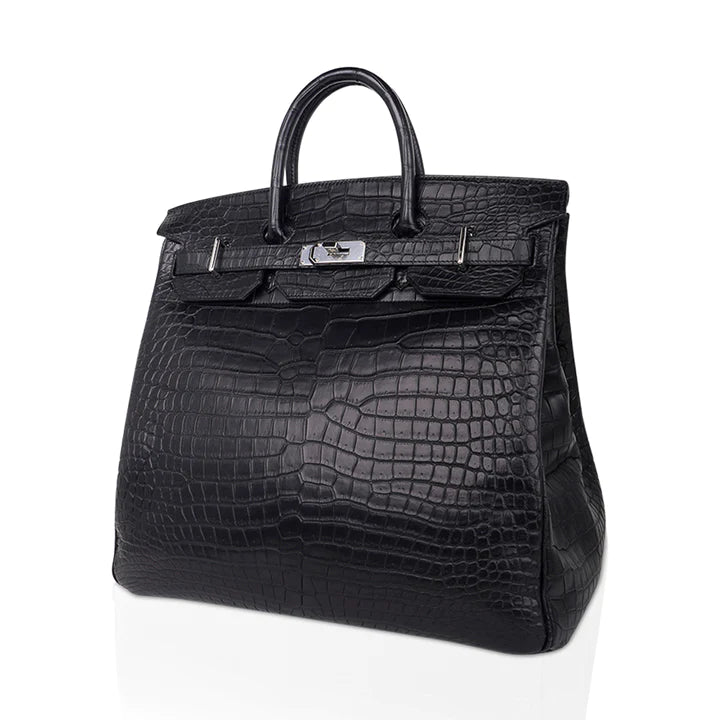 Birkin 40 HAC Black Matte Porosus Crocodile Bag