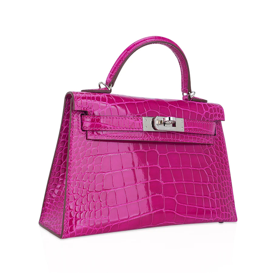 Mini Kelly 20 Sellier Rose Scheherazade Alligator Bag