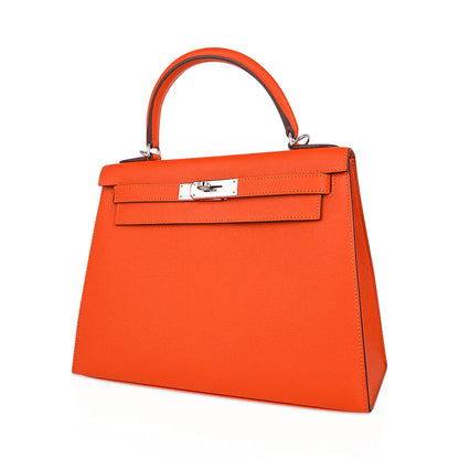 Kelly 28 Sellier Feu Epsom Leather Bag