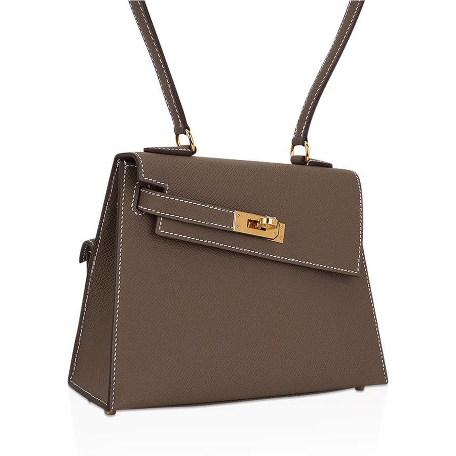 Mini Kelly 20 Sellier en Desordre Etoupe Epsom Leather Bag