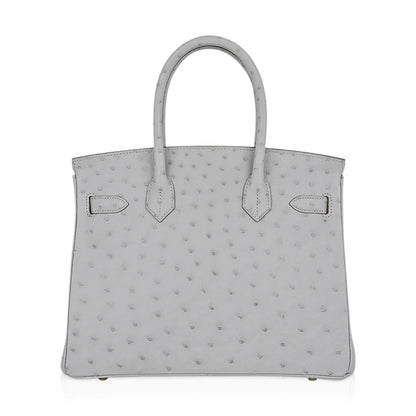 Birkin 30 Gris Perle Ostrich Bag