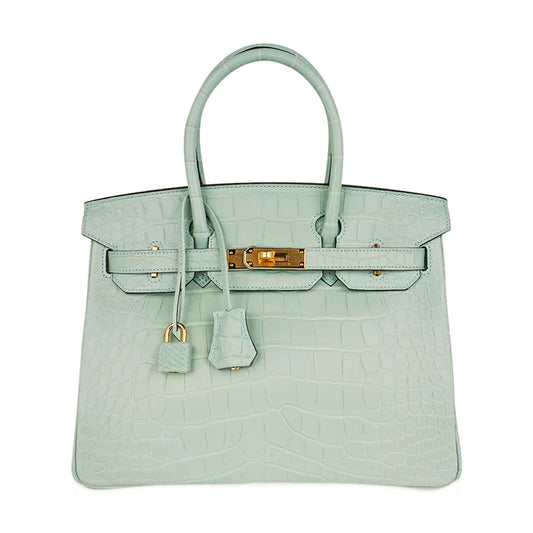 Birkin 30 Vert D'eau Matte Alligator Bag