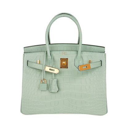 Birkin 30 Vert D'eau Matte Alligator Bag