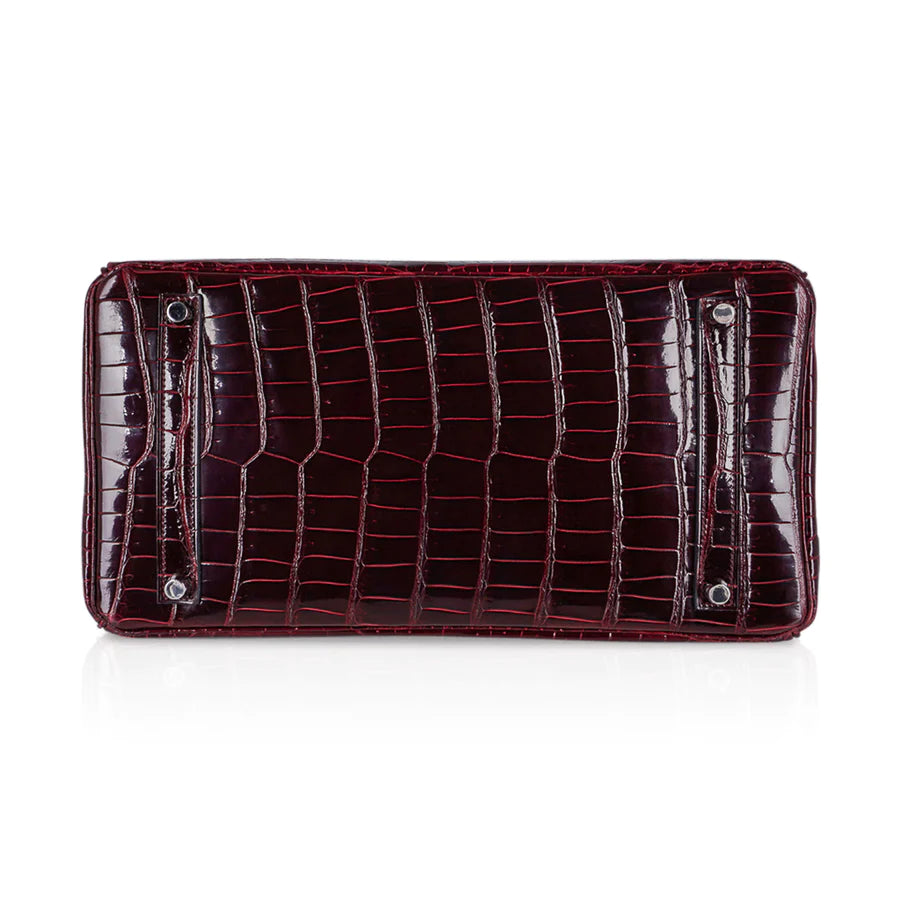 Birkin 35 Diamond Bordeaux Porosus Crocodile Bag