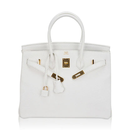 Birkin 35 Bag White Clemence Bag