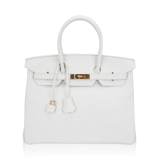 Birkin 35 Bag White Clemence Bag