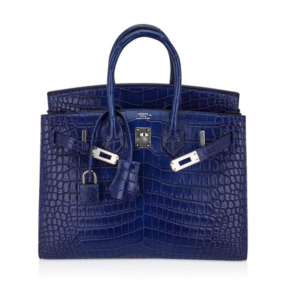 Birkin 25 Sellier Indigo Aizome Porosus Crocodile Bag