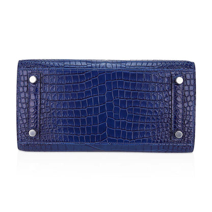 Birkin 25 Sellier Indigo Aizome Porosus Crocodile Bag