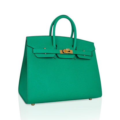 Birkin 25 Sellier Vert Jade Epsom Leather Bag