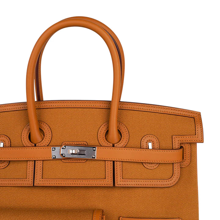 Birkin 35 Cargo Toile Goeland Swift Leather Trim Bag