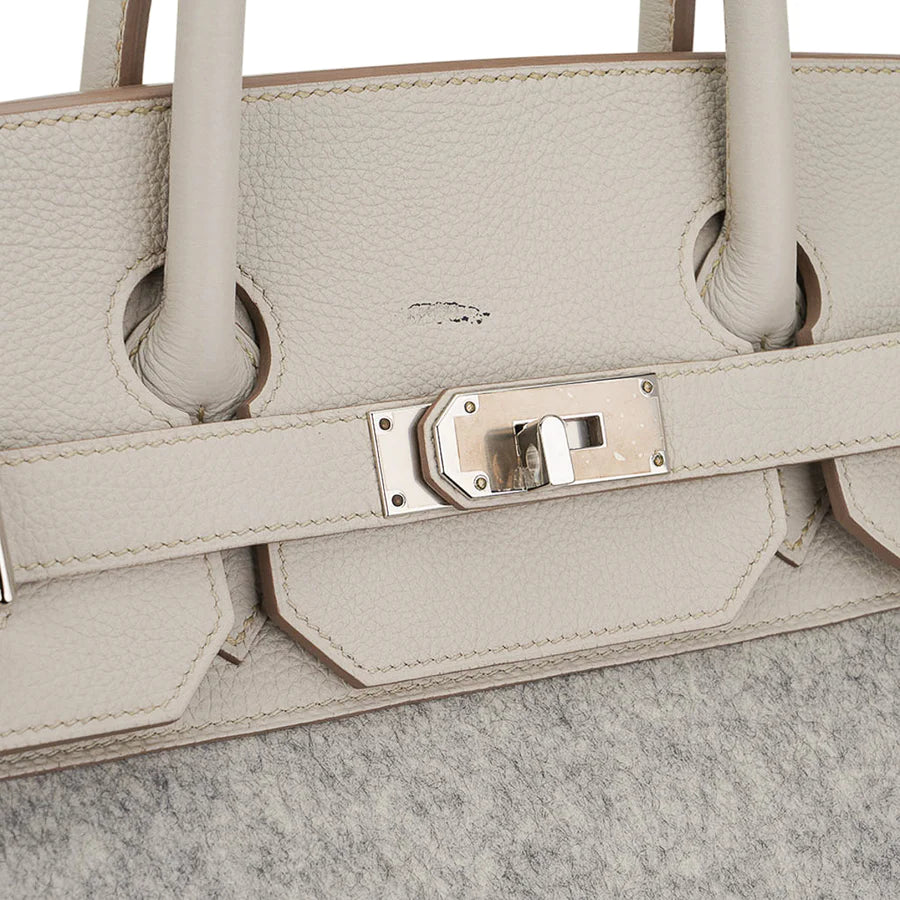 Birkin 40 HAC Craie / Gris Clair Feutre Bag