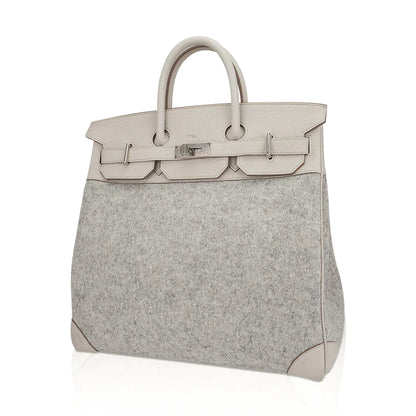 Birkin 40 HAC Craie / Gris Clair Feutre Bag