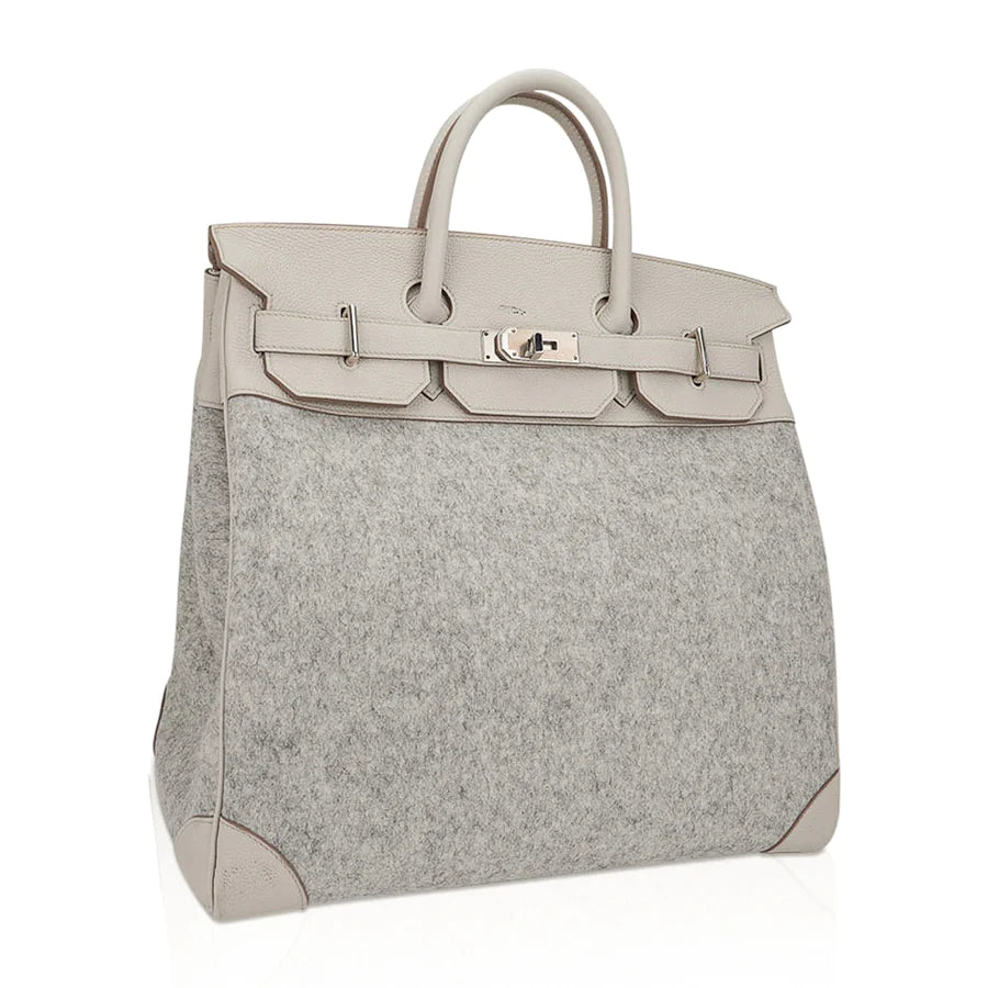 Birkin 40 HAC Craie / Gris Clair Feutre Bag