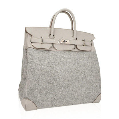 Birkin 40 HAC Craie / Gris Clair Feutre Bag