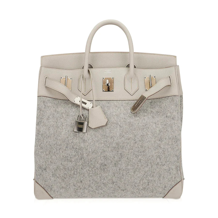 Birkin 40 HAC Craie / Gris Clair Feutre Bag