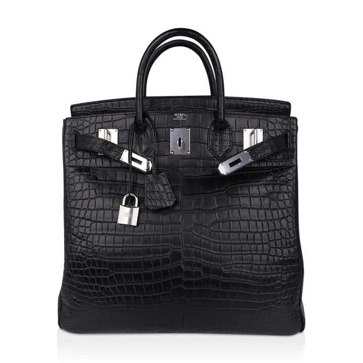 Birkin 40 HAC Black Matte Porosus Crocodile Bag