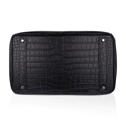 Birkin 40 HAC Black Matte Porosus Crocodile Bag