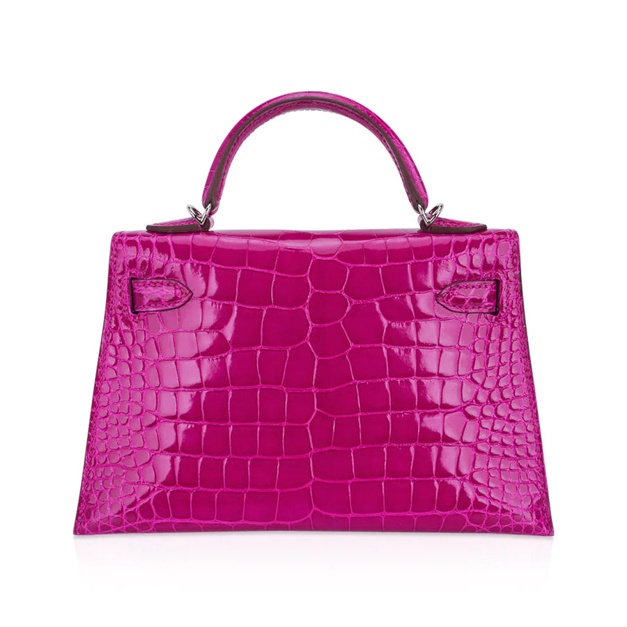 Mini Kelly 20 Sellier Rose Scheherazade Alligator Bag