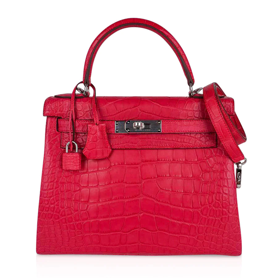 Kelly 28 Rose Extreme Matte Alligator Bag