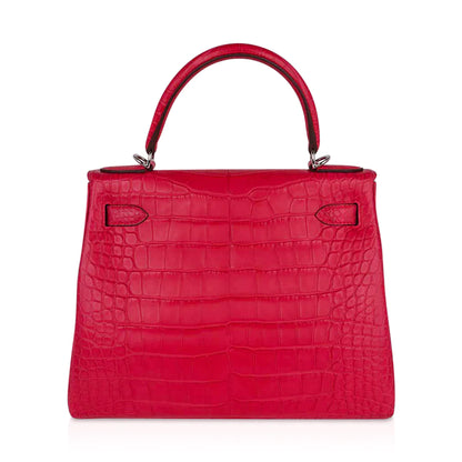 Kelly 28 Rose Extreme Matte Alligator Bag