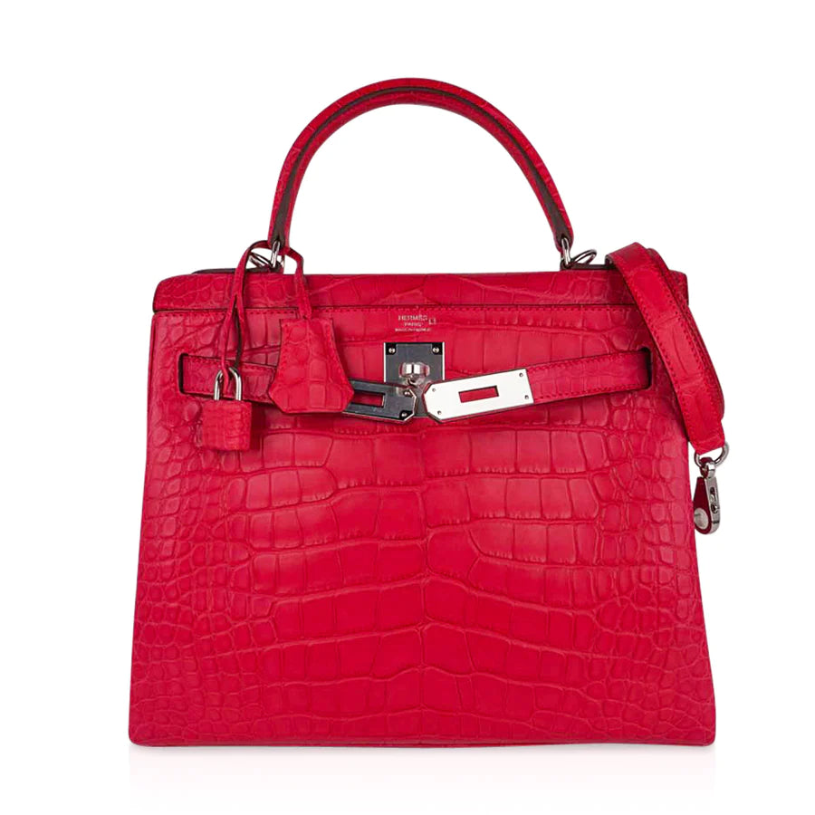 Kelly 28 Rose Extreme Matte Alligator Bag