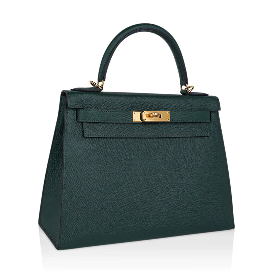 Kelly Sellier 28 Vert Anglais Epsom Leather Bag