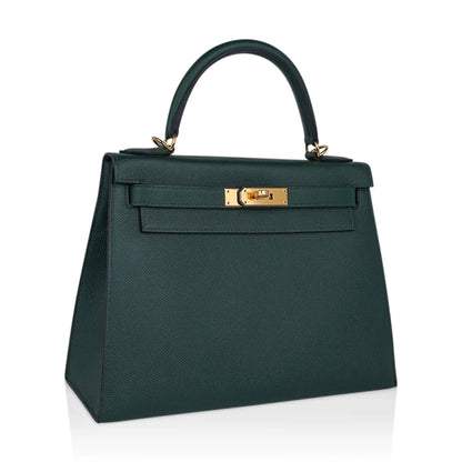 Kelly Sellier 28 Vert Anglais Epsom Leather Bag