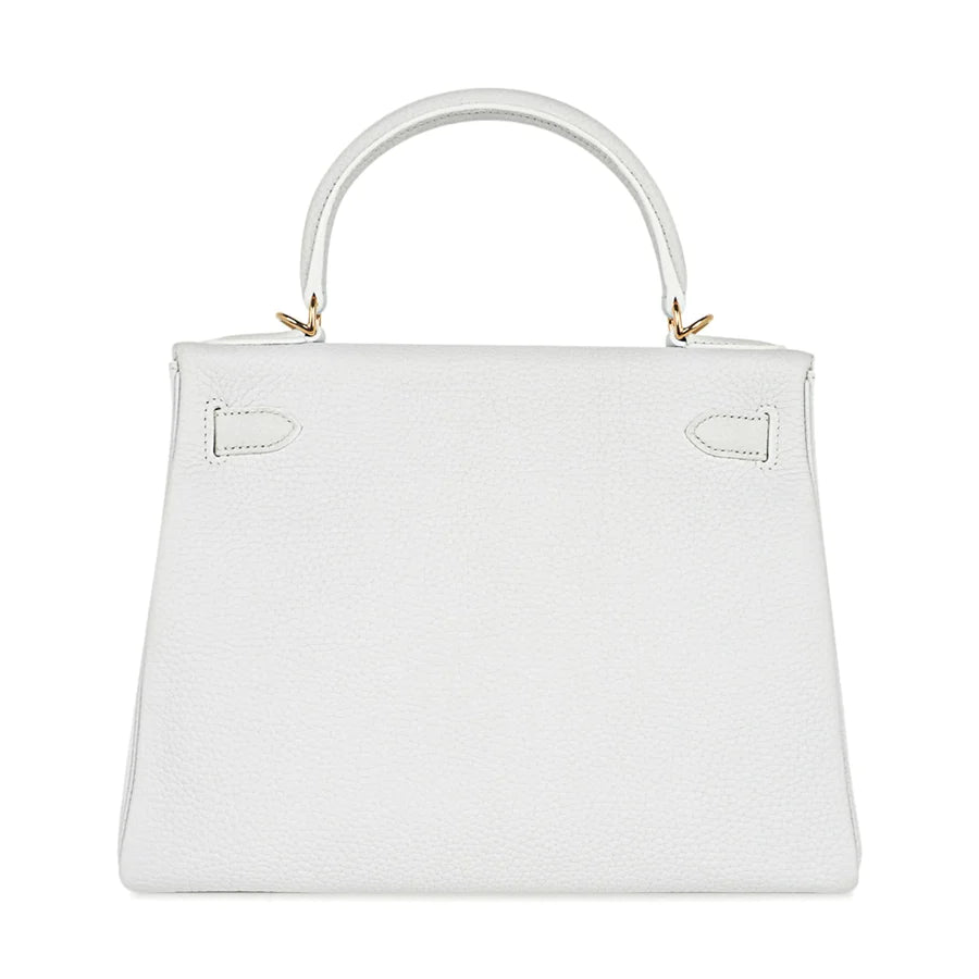 Kelly 28 White Clemence Leather Bag