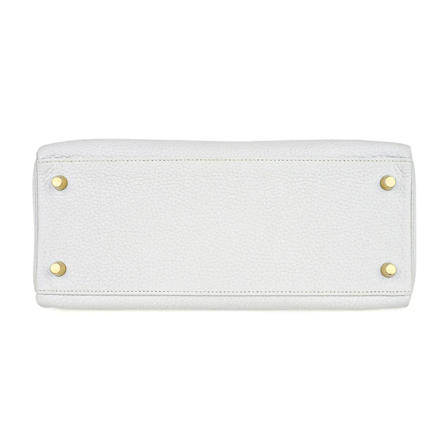 Kelly 28 White Clemence Leather Bag