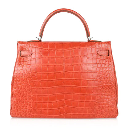 Kelly 35 Bag Retourne Sanguine Matte Alligator Bag