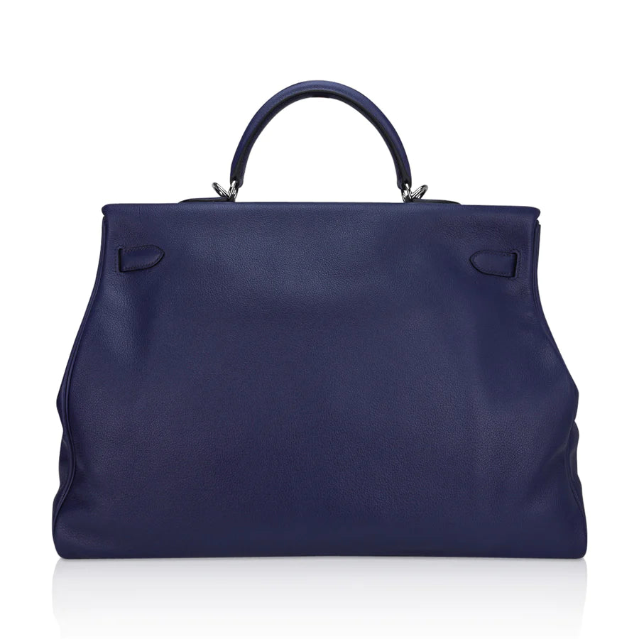 Kelly 50 Voyage Blue De Malte Novillo Leather Bag Soho Pari