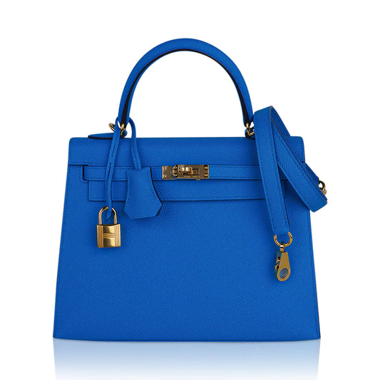 Kelly 25 Sellier Blue Frida Epsom Leather Bag