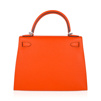 Kelly 28 Sellier Feu Epsom Leather Bag