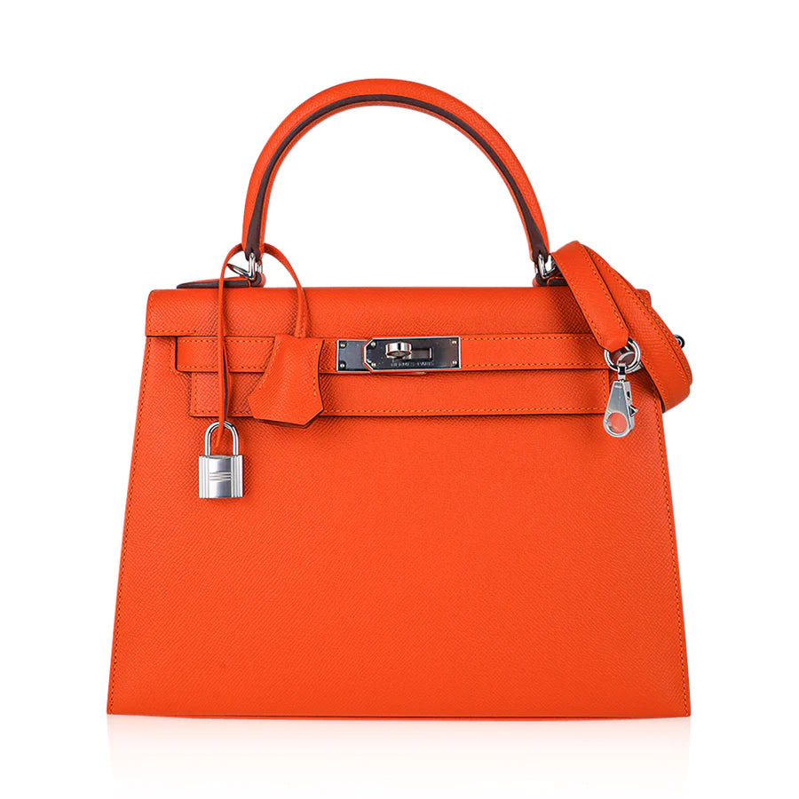 Kelly 28 Sellier Feu Epsom Leather Bag