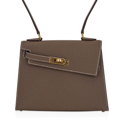 Mini Kelly 20 Sellier en Desordre Etoupe Epsom Leather Bag