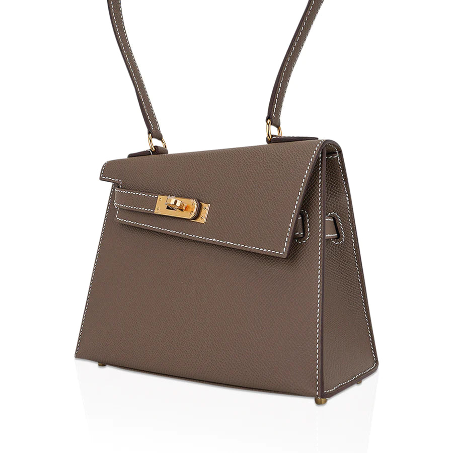 Mini Kelly 20 Sellier en Desordre Etoupe Epsom Leather Bag