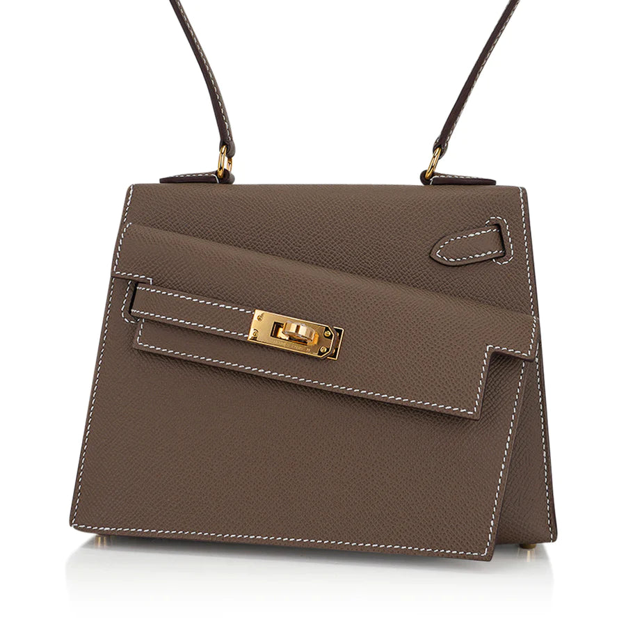 Mini Kelly 20 Sellier en Desordre Etoupe Epsom Leather Bag