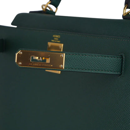 Kelly Sellier 28 Vert Anglais Epsom Leather Bag