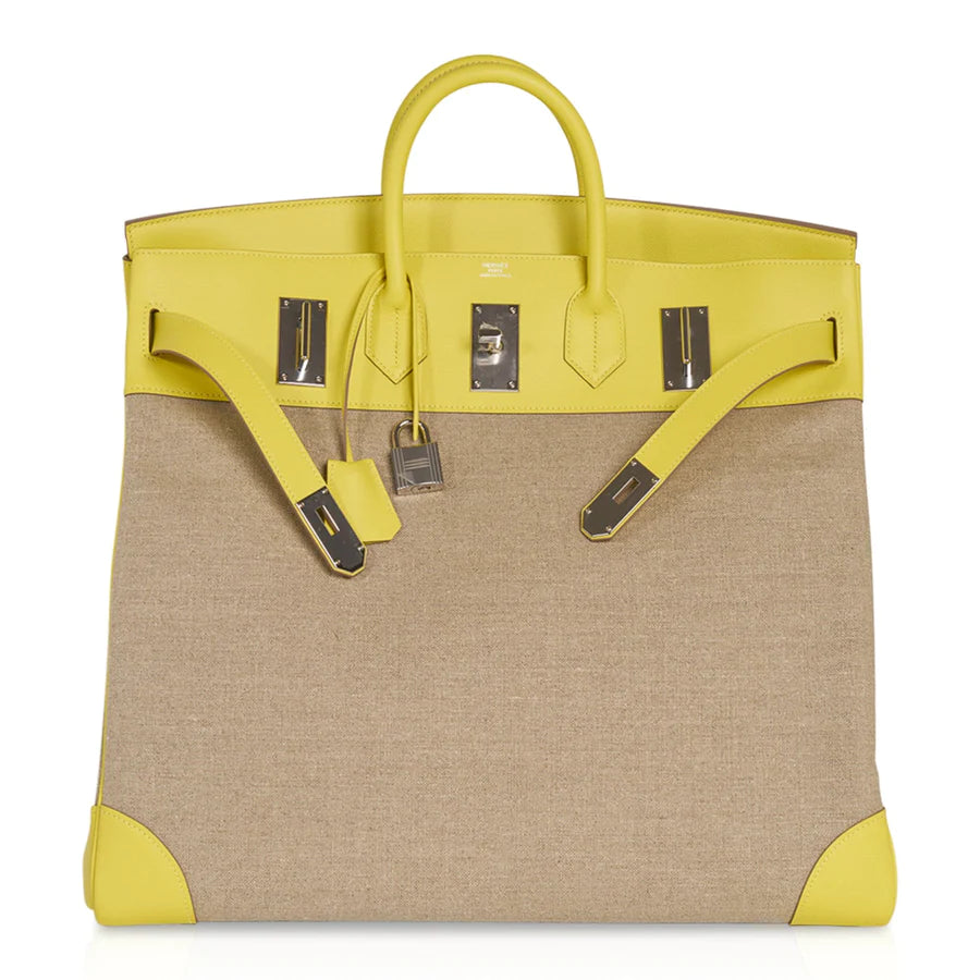 Birkin 50 HAC Lime Evercolor Ficelle Toile Bag