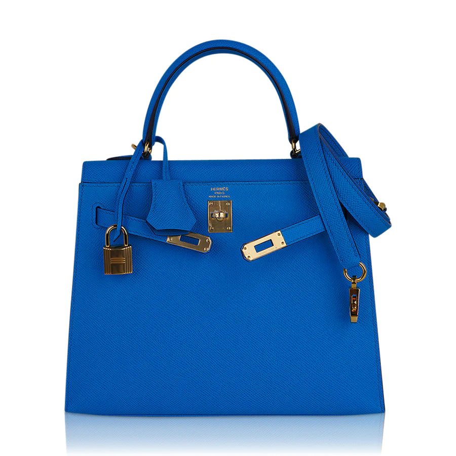 Kelly 25 Sellier Blue Frida Epsom Leather Bag